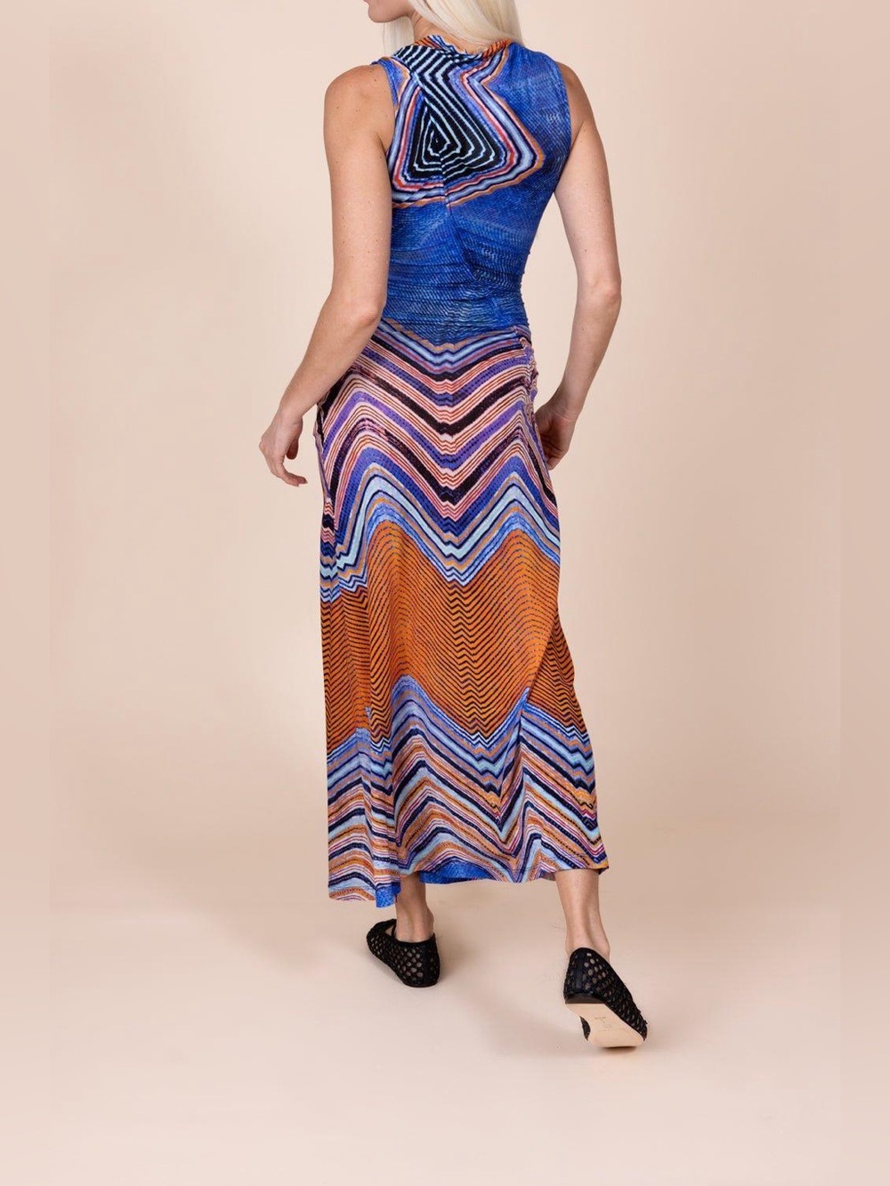Ulla Johnson Natalia Ruched Lyocell Maxi Dress – Neptune Print – Size P - Picture 4 of 13